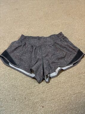 lululemon athletica Heather Dark Gray Running Shorts with Black Accent